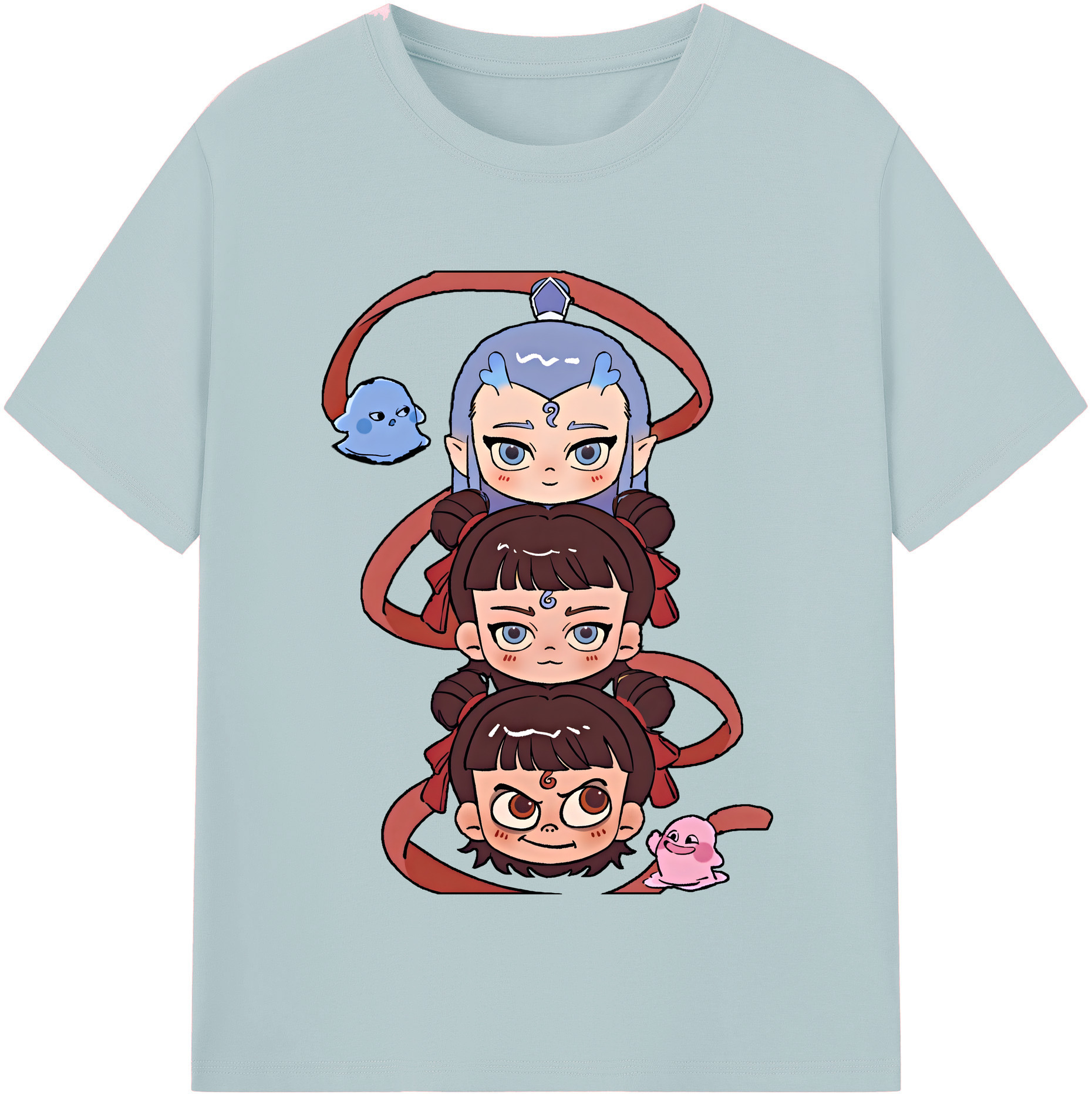 （画像用） Ne Zha 2 ナタ 魔童の大暴れ 綿100％半袖Tシャツ（フロントプリント）